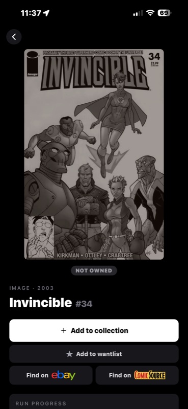 Cover detail with options to acquire a missing issue